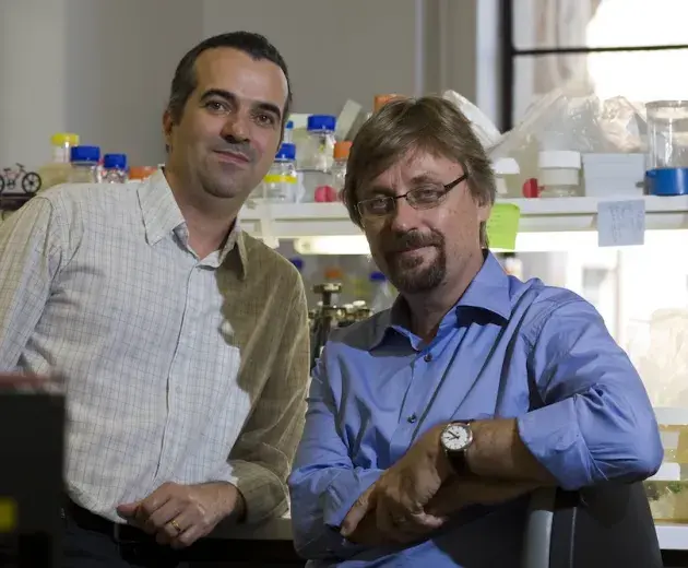 Luciano Moreira com Scott O'Neill, do World Mosquito Program